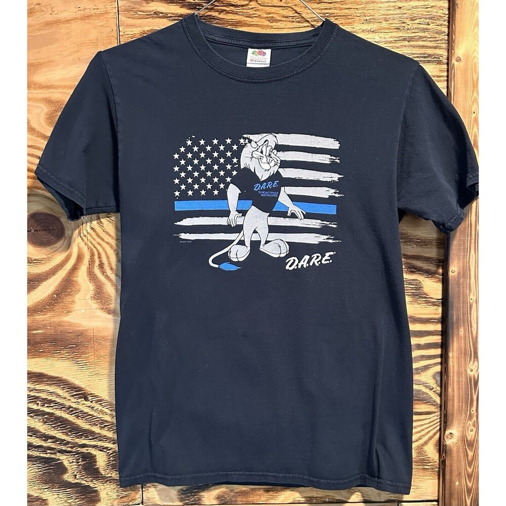 DARE To Resist Drugs And Violence Daren The Lion Blue Line T-Shirt Size Small
